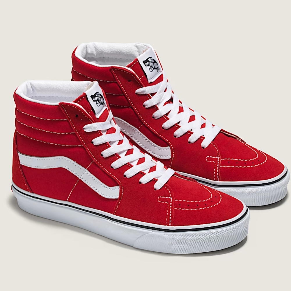 Vans SK-8 Bold Red and White High-Top Sneakers